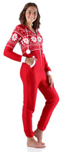 Load image into Gallery viewer, Frankie & Johnny Women’s Brushed Fleece Ribbed Non-Footed Onesie Pajama