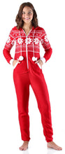 Load image into Gallery viewer, Frankie & Johnny Women’s Brushed Fleece Ribbed Non-Footed Onesie Pajama