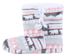 Load image into Gallery viewer, PajamaMania Women’s Fleece Slipper Boots with Rubber Soles