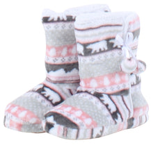Load image into Gallery viewer, PajamaMania Women’s Fleece Slipper Boots with Rubber Soles