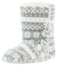 Load image into Gallery viewer, PajamaMania Women’s Fleece Slipper Boots with Rubber Soles