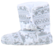 Load image into Gallery viewer, PajamaMania Women’s Fleece Slipper Boots with Rubber Soles