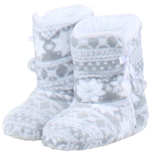 Load image into Gallery viewer, PajamaMania Women’s Fleece Slipper Boots with Rubber Soles
