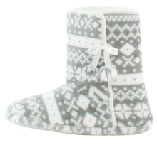 Load image into Gallery viewer, PajamaMania Women’s Fleece Slipper Boots with Rubber Soles