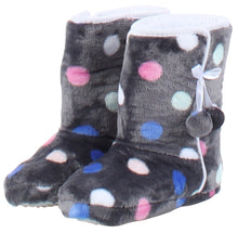 Load image into Gallery viewer, PajamaMania Women’s Fleece Slipper Boots with Rubber Soles