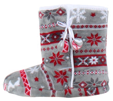 Load image into Gallery viewer, PajamaMania Women’s Fleece Slipper Boots with Rubber Soles