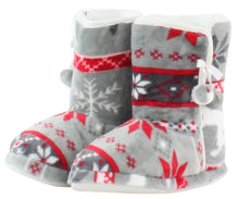 Load image into Gallery viewer, PajamaMania Women’s Fleece Slipper Boots with Rubber Soles