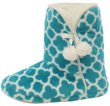 Load image into Gallery viewer, PajamaMania Women’s Fleece Slipper Boots with Rubber Soles