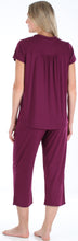 Load image into Gallery viewer, PajamaMania Women's Stretchy Knit Button Up Top and Capri Pajama Set
