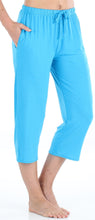 Load image into Gallery viewer, PajamaMania Women's Stretchy Knit V-Neck Top and Capri Pant Pajama Set