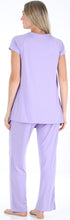 Load image into Gallery viewer, PajamaMania Women's Stretchy Knit Short Sleeve Oversized Top and Pants Pajama Set