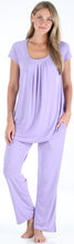 Load image into Gallery viewer, PajamaMania Women's Stretchy Knit Short Sleeve Oversized Top and Pants Pajama Set
