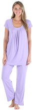 Load image into Gallery viewer, PajamaMania Women's Stretchy Knit Short Sleeve Oversized Top and Pants Pajama Set
