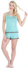 Load image into Gallery viewer, Sleepyheads Women's Sleepwear Stretchy Knit 2-Piece Lace Trim Tank Top & Shorts Pajamas Set