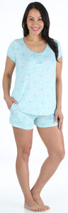 bSoft Women's Bamboo Jersey Short Sleeve Top and Shorts Pajama Set