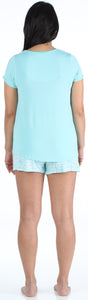 bSoft Women's Bamboo Jersey Short Sleeve Top and Shorts Pajama Set