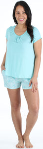 bSoft Women's Bamboo Jersey Short Sleeve Top and Shorts Pajama Set
