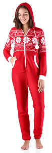 Frankie & Johnny Women’s Brushed Fleece Ribbed Non-Footed Onesie Pajama