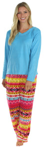 Frankie & Johnny Women's Fleece Long Sleeve Pajama Set