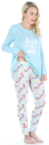 Frankie & Johnny Women’s Knit Food Themed Tunic and Leggings Pajamas Set