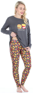 Frankie & Johnny Women’s Knit Food Themed Tunic and Leggings Pajamas Set