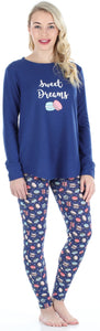 Frankie & Johnny Women’s Knit Food Themed Tunic and Leggings Pajamas Set