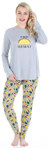 Frankie & Johnny Women’s Knit Food Themed Tunic and Leggings Pajamas Set