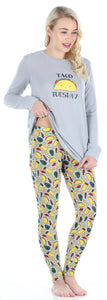 Frankie & Johnny Women’s Knit Food Themed Tunic and Leggings Pajamas Set