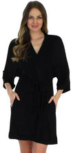 Load image into Gallery viewer, Pajama Heaven Women&#39;s Bamboo Jersey Short Wrap Robe with Pockets

