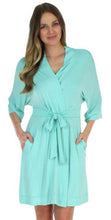 Load image into Gallery viewer, Pajama Heaven Women&#39;s Bamboo Jersey Short Wrap Robe with Pockets
