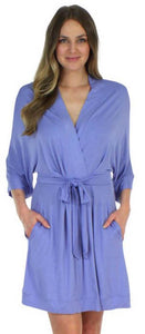 Pajama Heaven Women's Bamboo Jersey Short Wrap Robe with Pockets