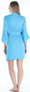 Pajama Heaven Women's Bamboo Jersey Short Wrap Robe with Pockets