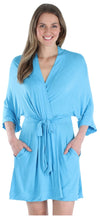 Load image into Gallery viewer, Pajama Heaven Women&#39;s Bamboo Jersey Short Wrap Robe with Pockets
