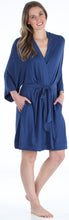 Load image into Gallery viewer, Pajama Heaven Women&#39;s Bamboo Jersey Short Wrap Robe with Pockets
