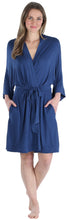 Load image into Gallery viewer, Pajama Heaven Women&#39;s Bamboo Jersey Short Wrap Robe with Pockets
