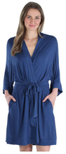 Load image into Gallery viewer, Pajama Heaven Women&#39;s Bamboo Jersey Short Wrap Robe with Pockets
