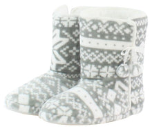 Load image into Gallery viewer, PajamaMania Women’s Fleece Slipper Boots with Rubber Soles
