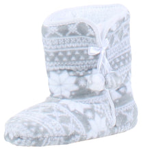 Load image into Gallery viewer, PajamaMania Women’s Fleece Slipper Boots with Rubber Soles
