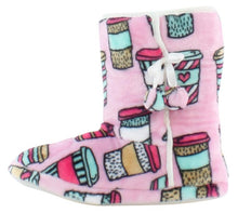 Load image into Gallery viewer, PajamaMania Women’s Fleece Slipper Boots with Rubber Soles
