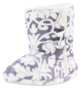 PajamaMania Women’s Fleece Slipper Boots with Rubber Soles