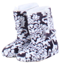 Load image into Gallery viewer, PajamaMania Women’s Fleece Slipper Boots with Rubber Soles
