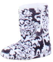 Load image into Gallery viewer, PajamaMania Women’s Fleece Slipper Boots with Rubber Soles
