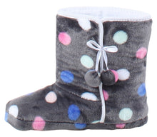 Load image into Gallery viewer, PajamaMania Women’s Fleece Slipper Boots with Rubber Soles
