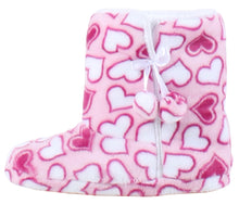 Load image into Gallery viewer, PajamaMania Women’s Fleece Slipper Boots with Rubber Soles
