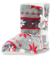 Load image into Gallery viewer, PajamaMania Women’s Fleece Slipper Boots with Rubber Soles
