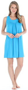 PajamaMania Women's Stretchy Knit Sleeveless Nightgown Beach Cover Up Sleep Dress Pajama