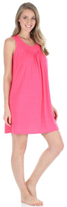 PajamaMania Women's Stretchy Knit Sleeveless Nightgown Beach Cover Up Sleep Dress Pajama