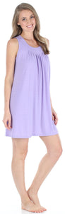PajamaMania Women's Stretchy Knit Sleeveless Nightgown Beach Cover Up Sleep Dress Pajama