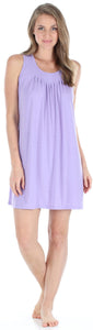 PajamaMania Women's Stretchy Knit Sleeveless Nightgown Beach Cover Up Sleep Dress Pajama