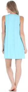 PajamaMania Women's Stretchy Knit Sleeveless Nightgown Beach Cover Up Sleep Dress Pajama
